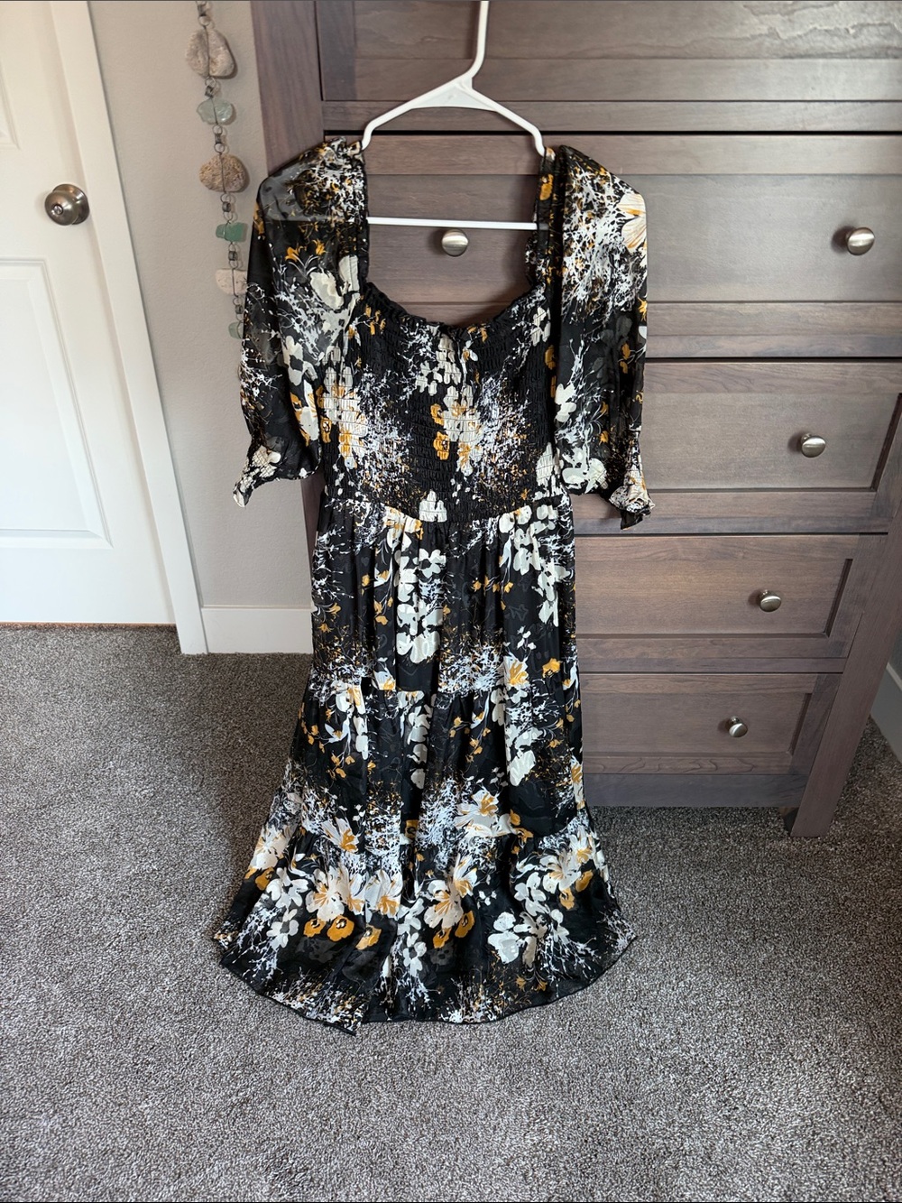 Baltic Børn Floral Black & Mustard Midi Dress
